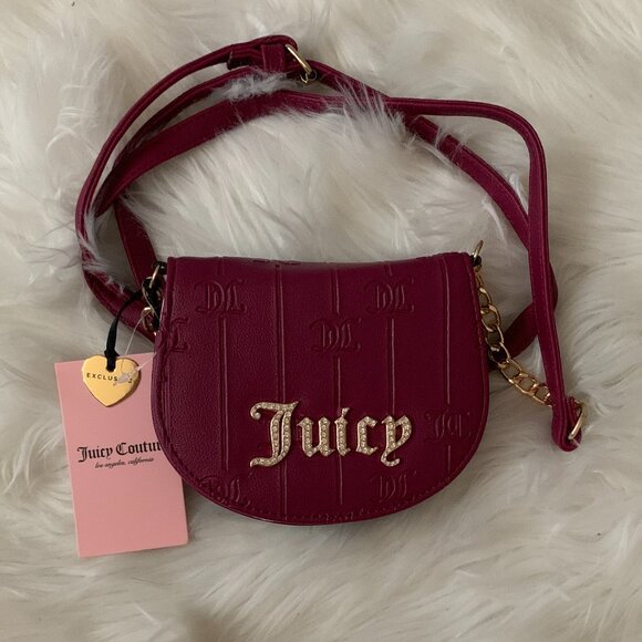 JUICY COUTURE Drama Queen Mini Rounded Flap Clutch Crossbody in Plum Berry - Picture 1 of 5